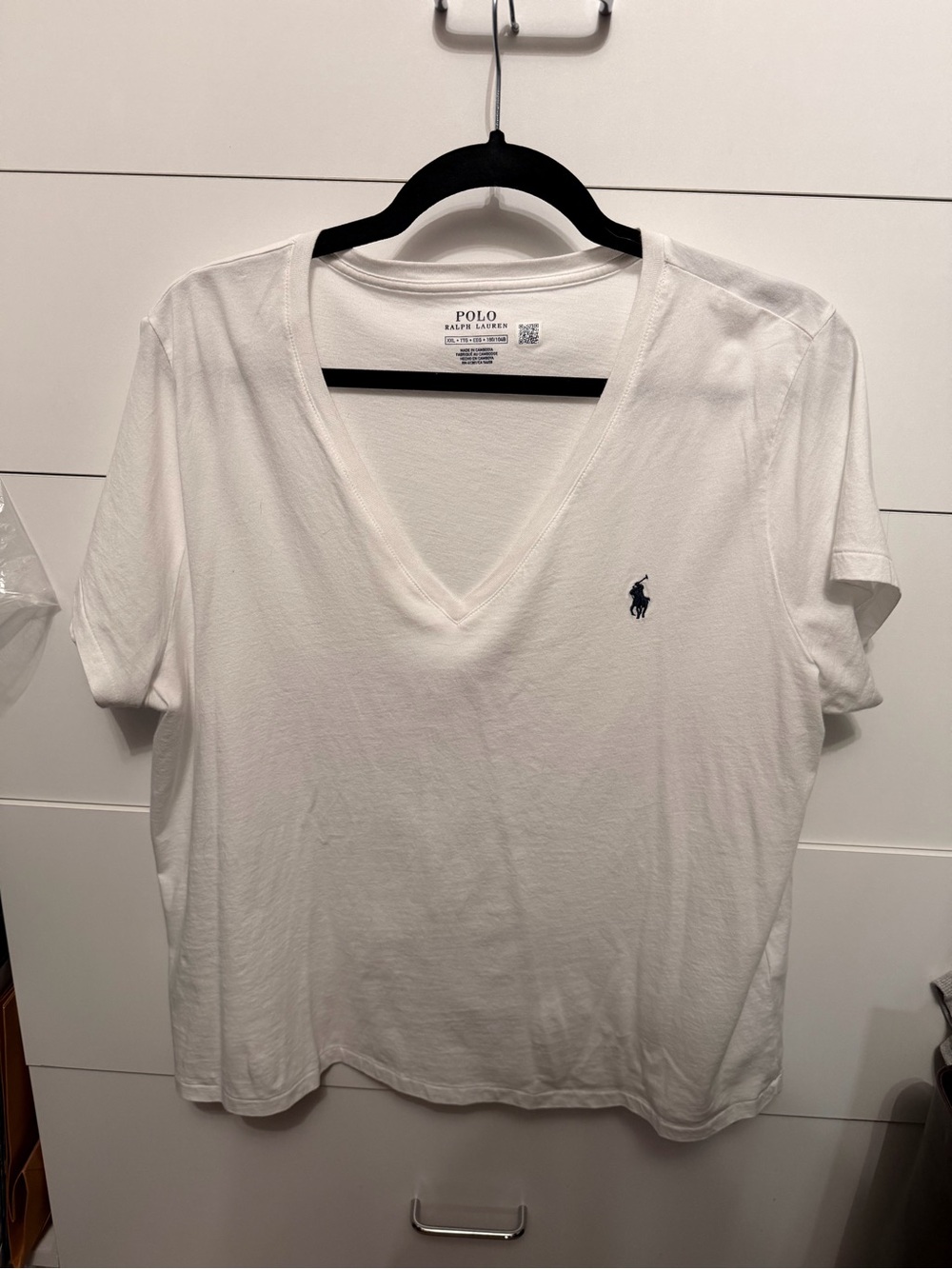 Polo by Ralph Lauren White V-Neck Tee with Navy Pony